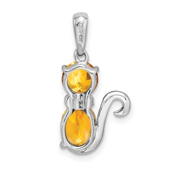 Citrine Garnet Blue Topaz peridot Amethyst Sterling Silver Cat Pendant Charm - Picture 5 of 9